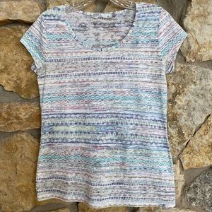 Prana Pastel and White Scoop Short Sleeve Tee XS